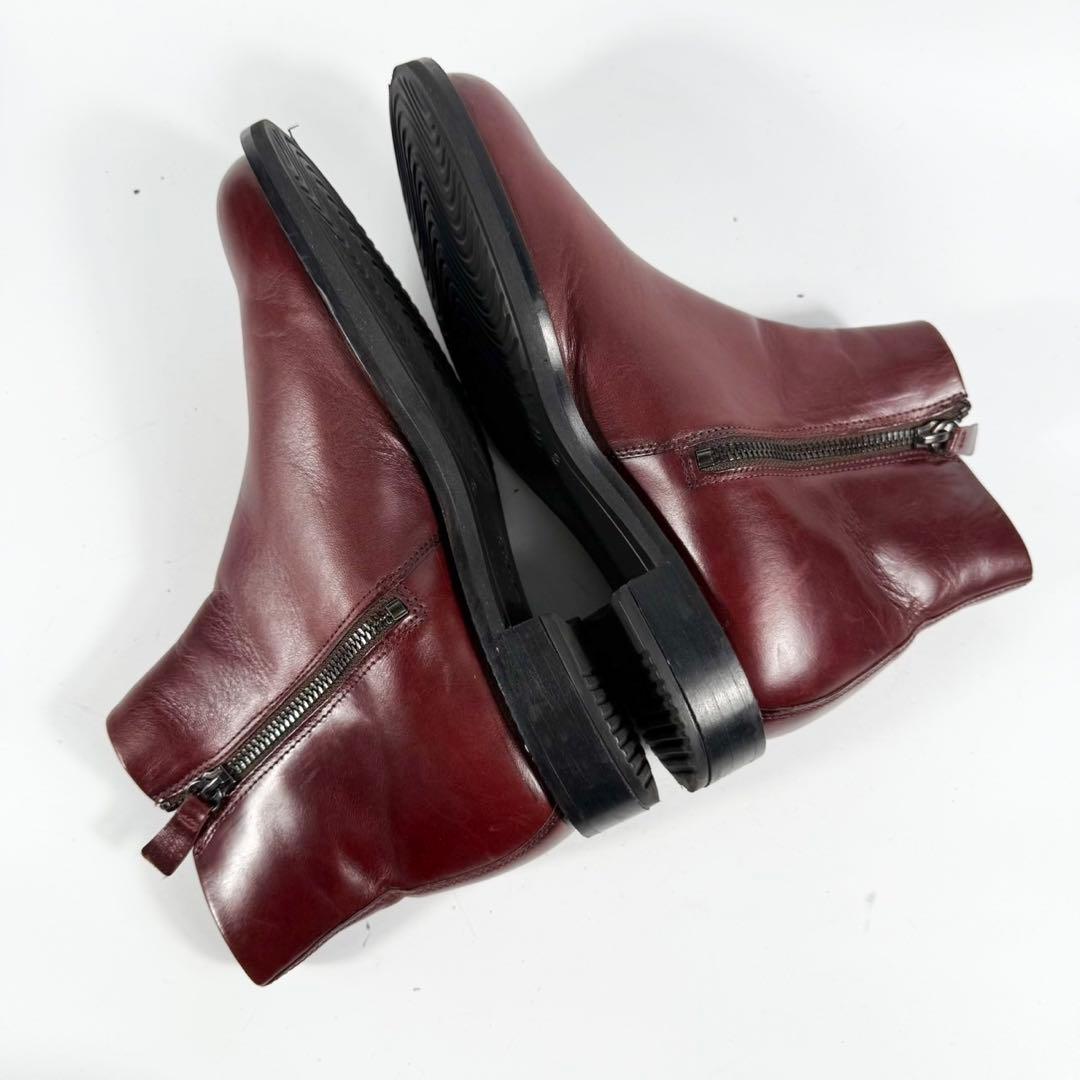 【極美品】ecco エコー　ショートブーツ（23,5）サイドジップ　本革レザー