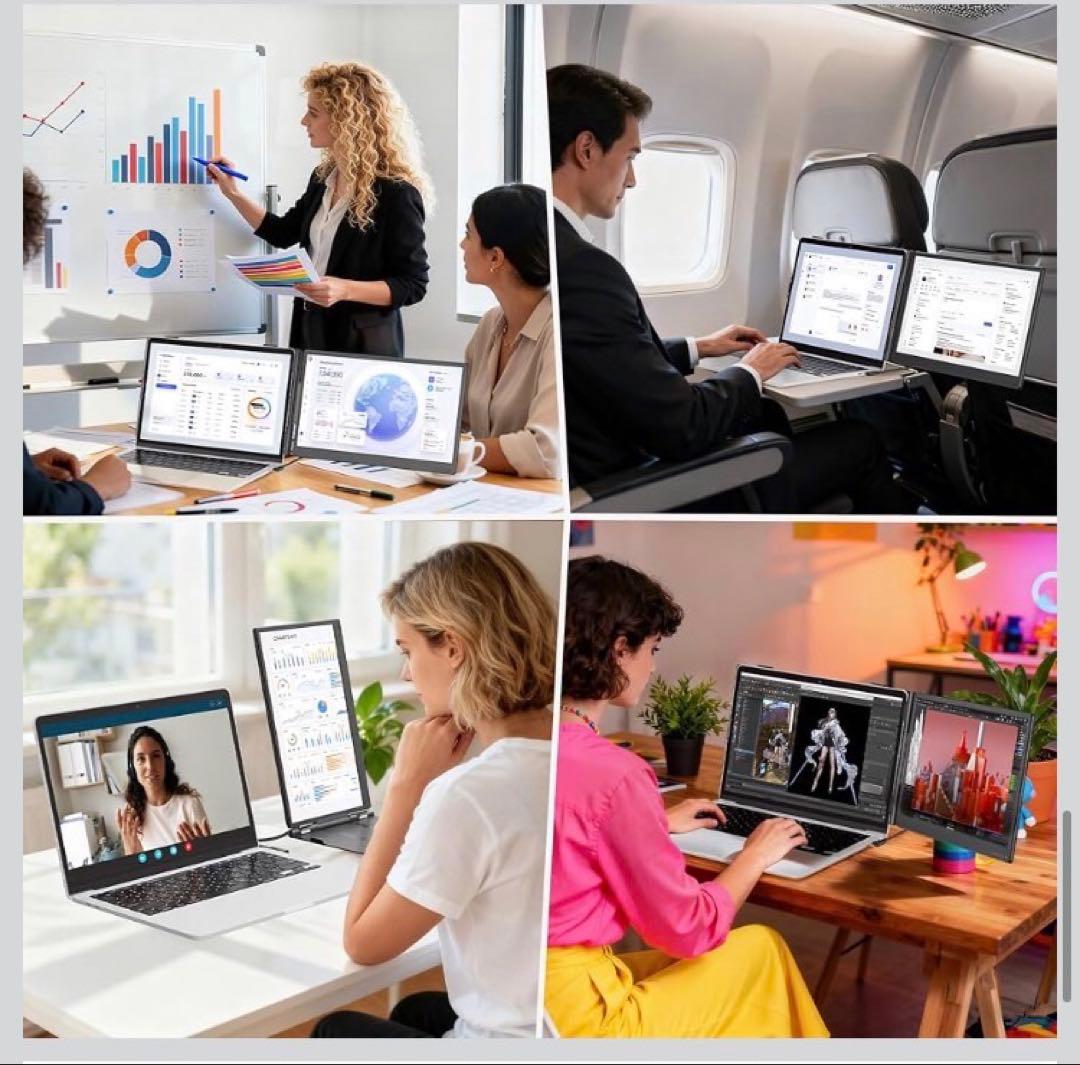 14インチ デュアルディスプレイFHD 1080P ノートパソコン拡張2画面