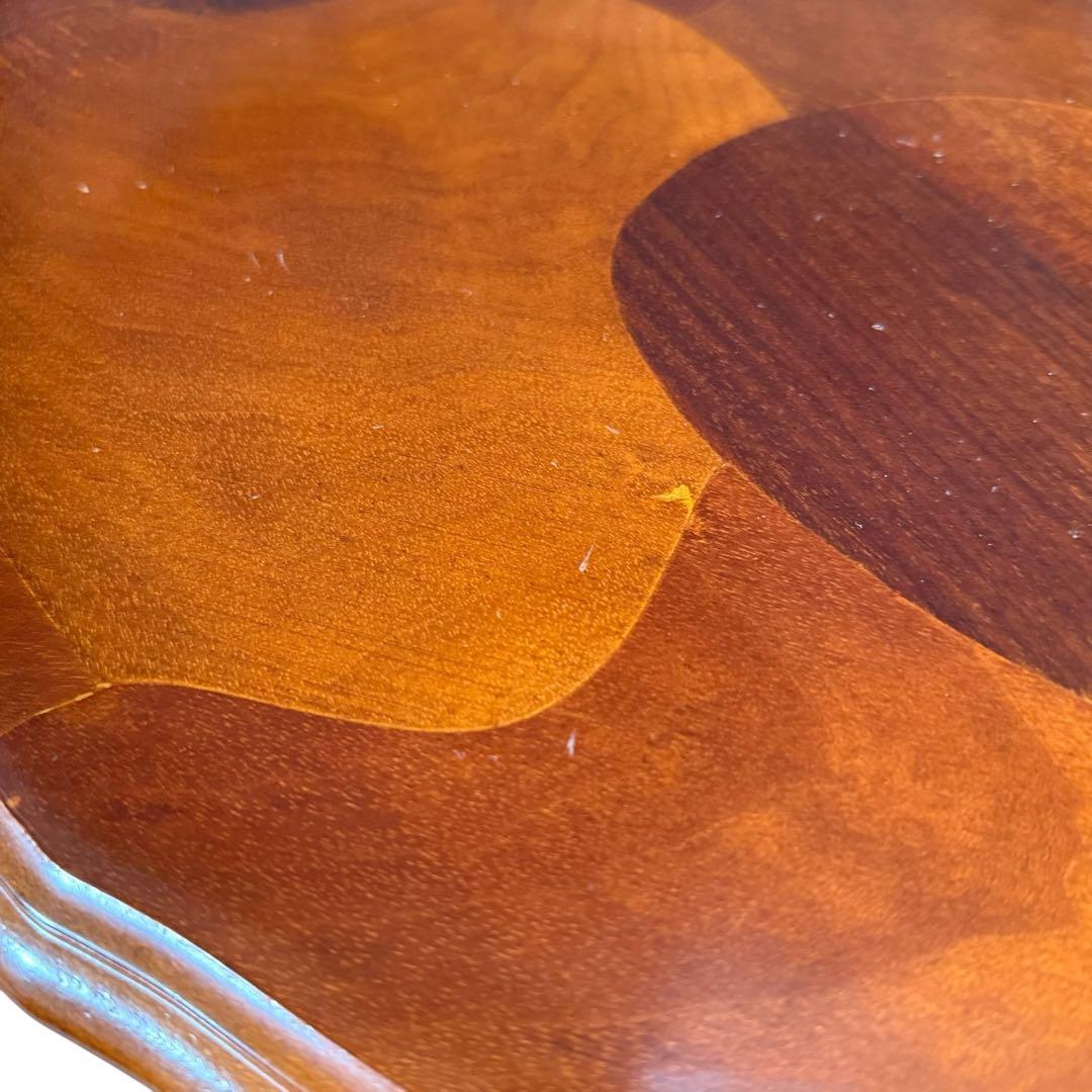 HR852 【象嵌彫刻が素敵】イタリア　猫脚　ローテーブル　イタリア