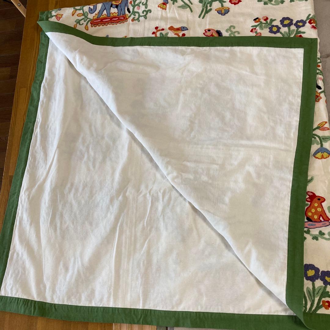 Shyam Ahuja インド綿 フリークロス エリアラグ ベッドカバー