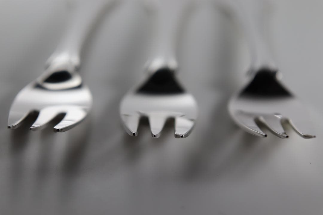 ジョージ・ジェンセン■スターリング製ケーキフォーク3本セット■純正箱・収納袋付き