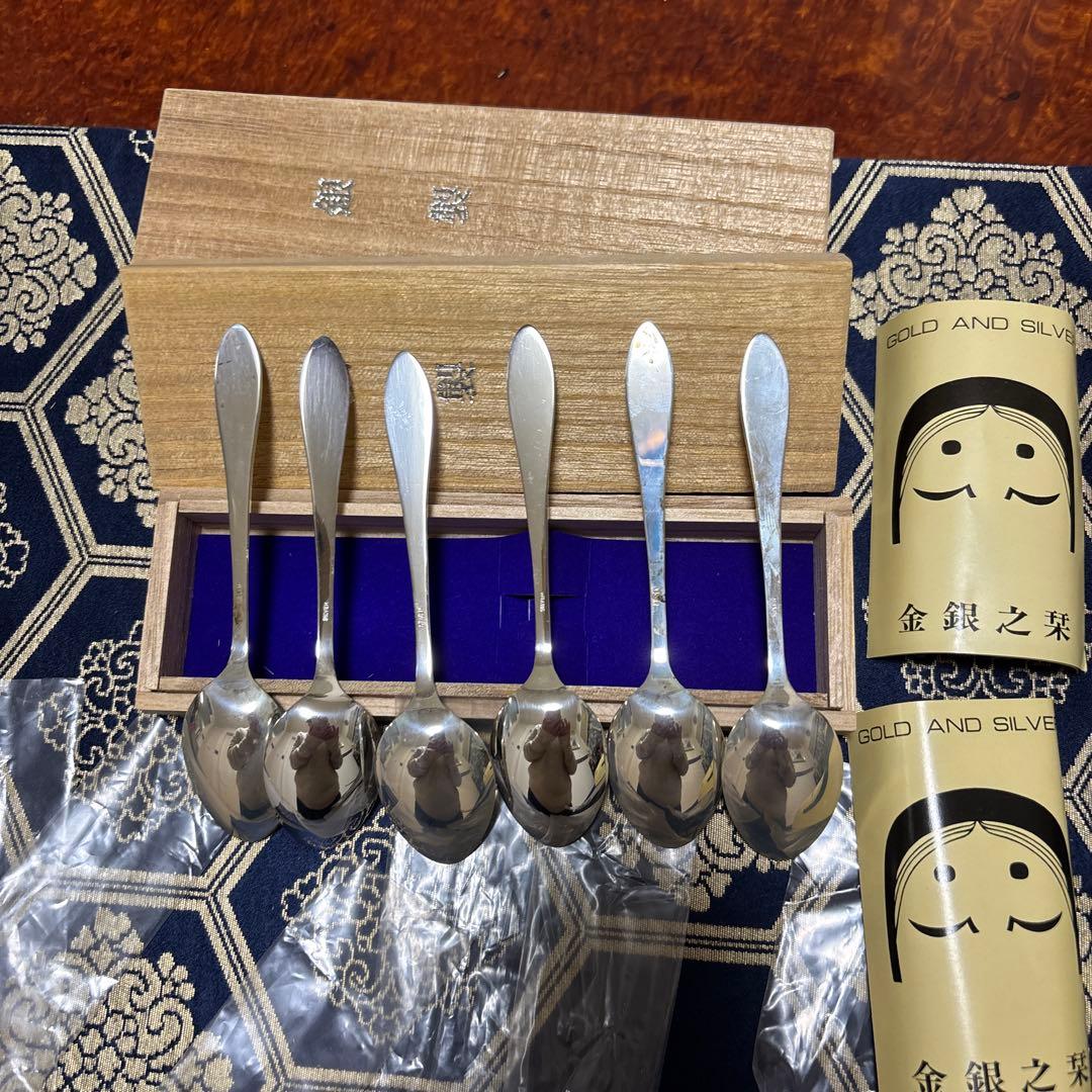R*J様 銀製スプーンセット 3本木製ボックス付き 2セット