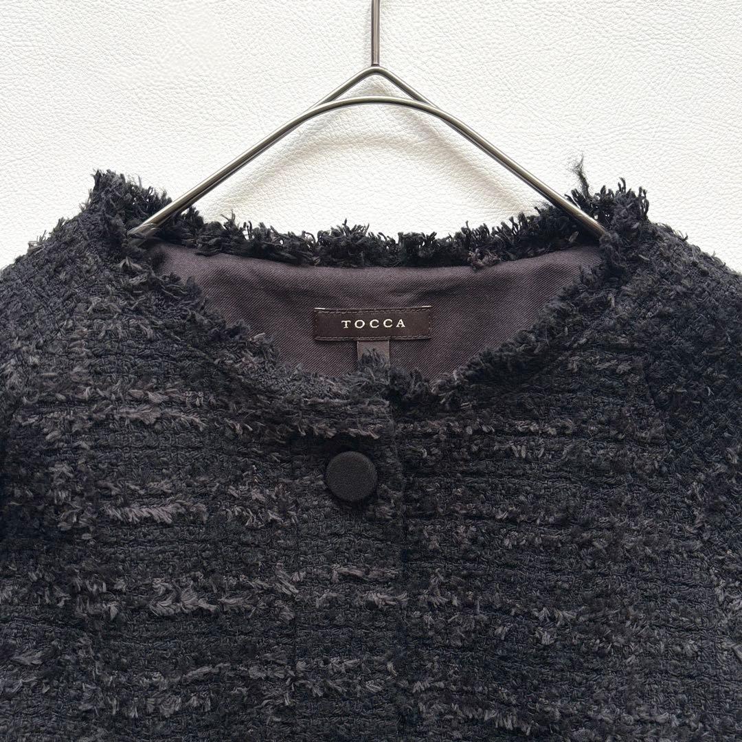 02343-2 TOCCA UNSNARL ツイードジャケット　ノーカラー　4