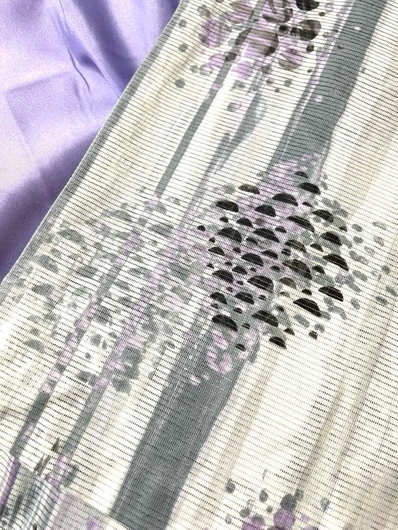 みすゞうた・みすずうた 浴衣「水辺の木」グレー×パープル 綿絽 身丈163裄68