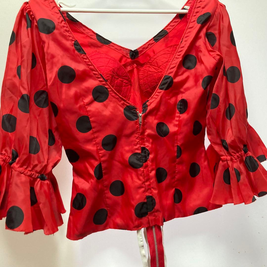 フラメンコツーピス 赤と黒の水玉