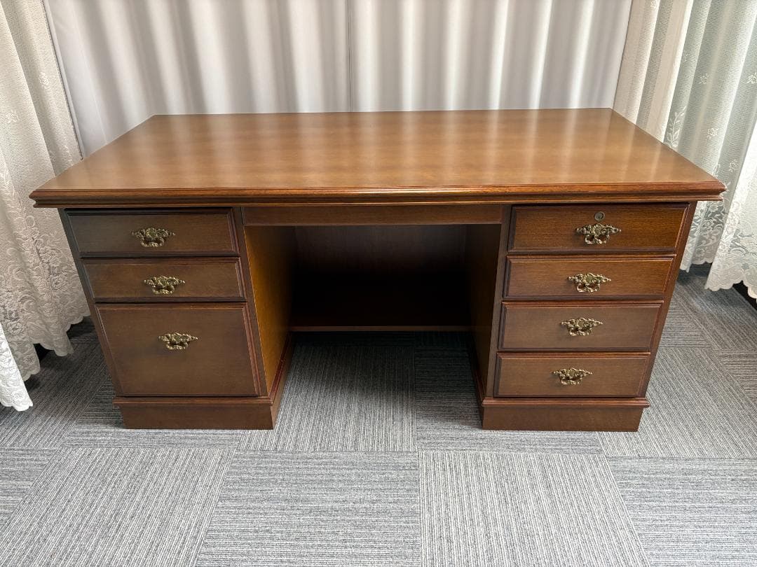 カリモク 書斎机 コロニアル デスク 両袖机 社長机 直接引き渡し歓迎