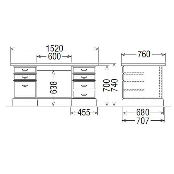 カリモク 書斎机 コロニアル デスク 両袖机 社長机 直接引き渡し歓迎