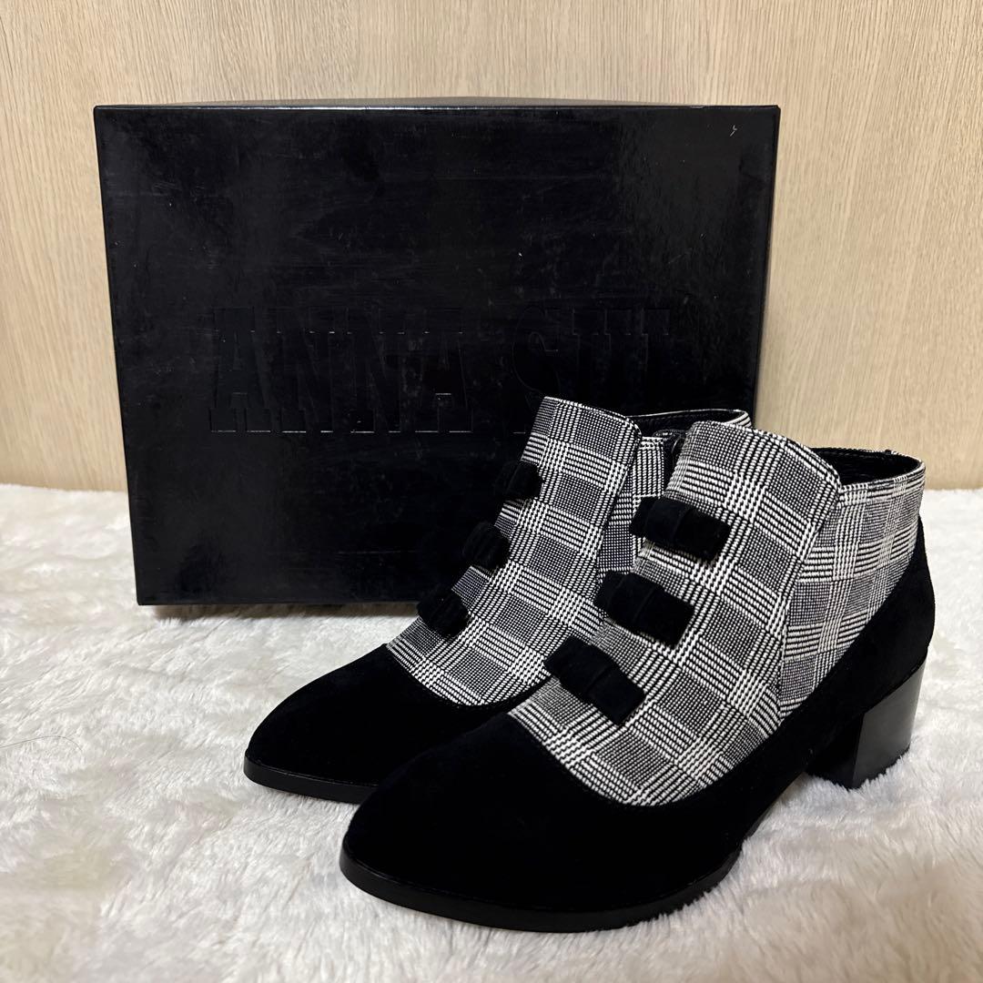 【新品・未使用】ANNA SUI スエード チェック ブーティ