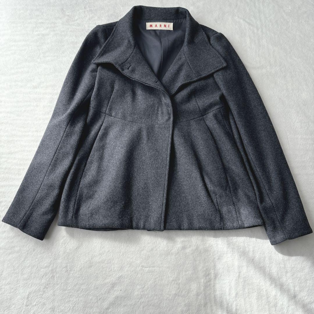 【美品】マルニ　MARNI ショート丈　コート　ジャケット　グレー　ウール