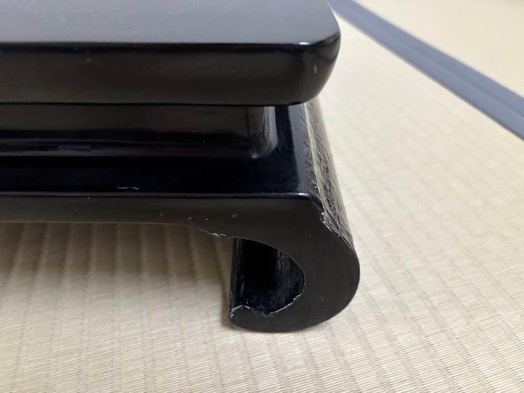 津軽塗？巻足螺鈿花台(大型)平卓　飾り台　盆栽台