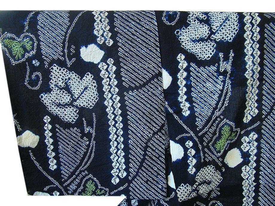 美品 鳴海 総絞り 浴衣 ロング 四寸帯 ２点 セット 綿 Ym115-A