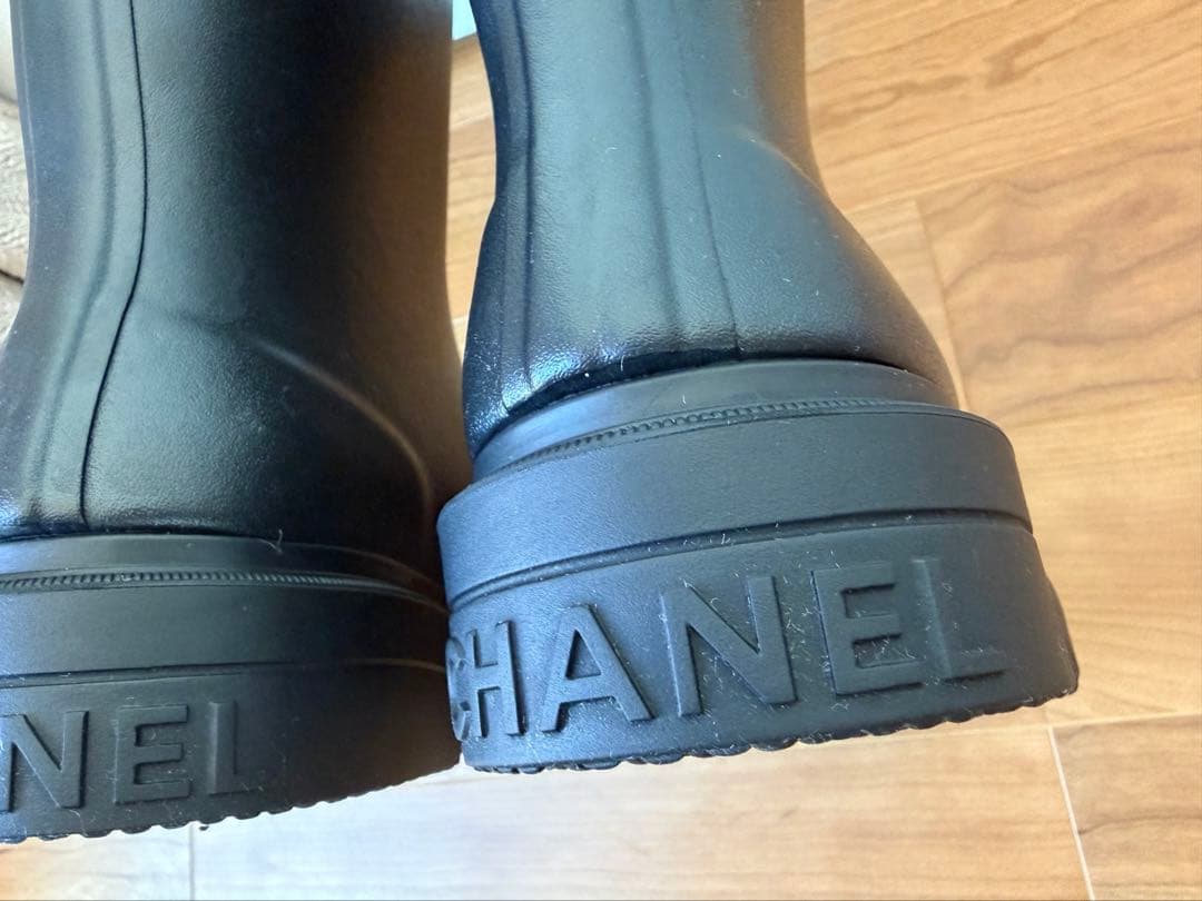 新品未使用　CHANEL シャネル ブラック レインブーツ　39