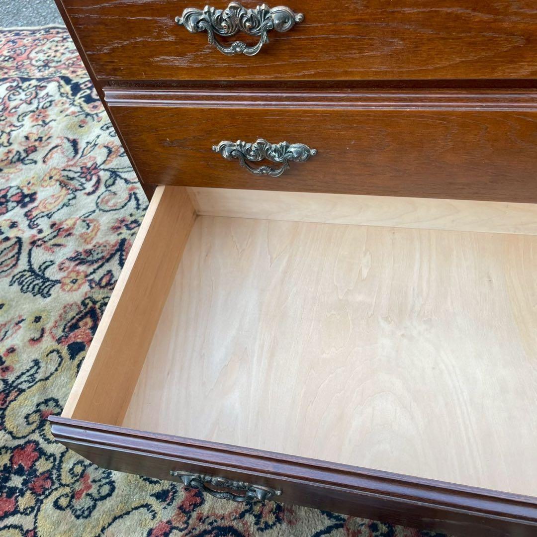 筑後民芸　ダークブラウン木製チェスト 6引き出し