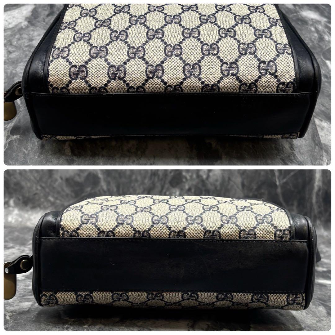 ✨美品✨GUCCI GG ショルダーバッグ ネイビー ベージュ ロゴ 金具