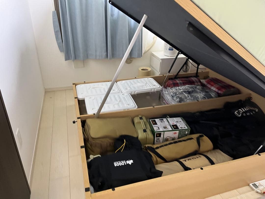 【送料込】ニトリ クイーンベッド 跳ね上げ収納＋マットレス付き OP300 NA