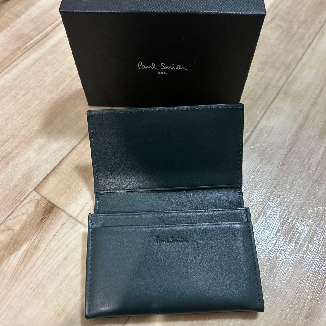 Paul Smith ダークグリーン　レザー 名刺入れ　箱付き