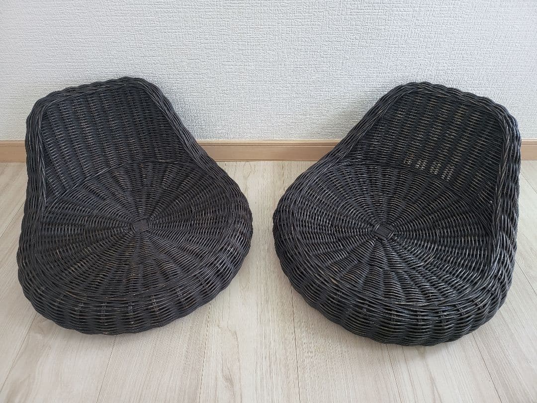 桜屋工業 RA-804 ラタン 円形 モダン 座椅子 籐 チェア2個セット