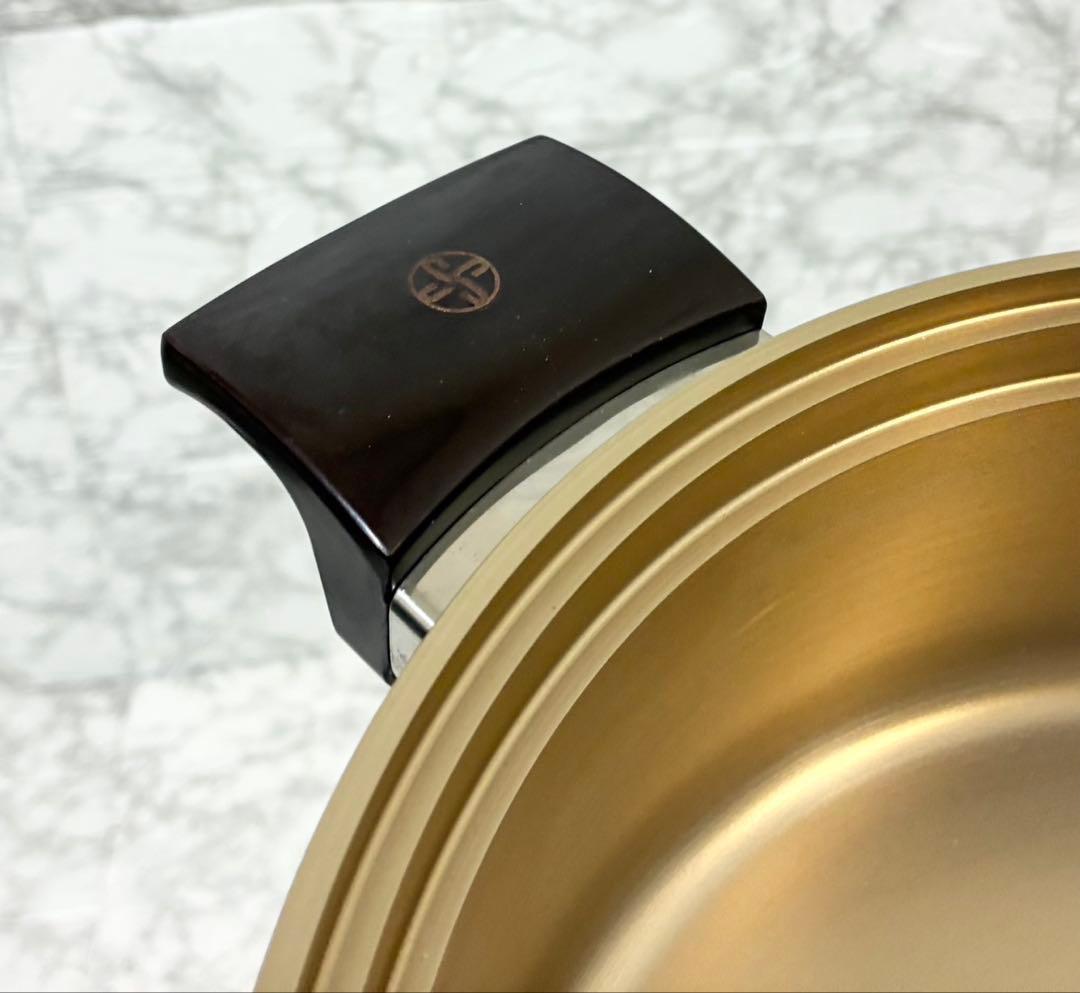 【希少 美品】しばのキッチン 両手鍋 ガラス蓋 最高級ゴールドシリーズ