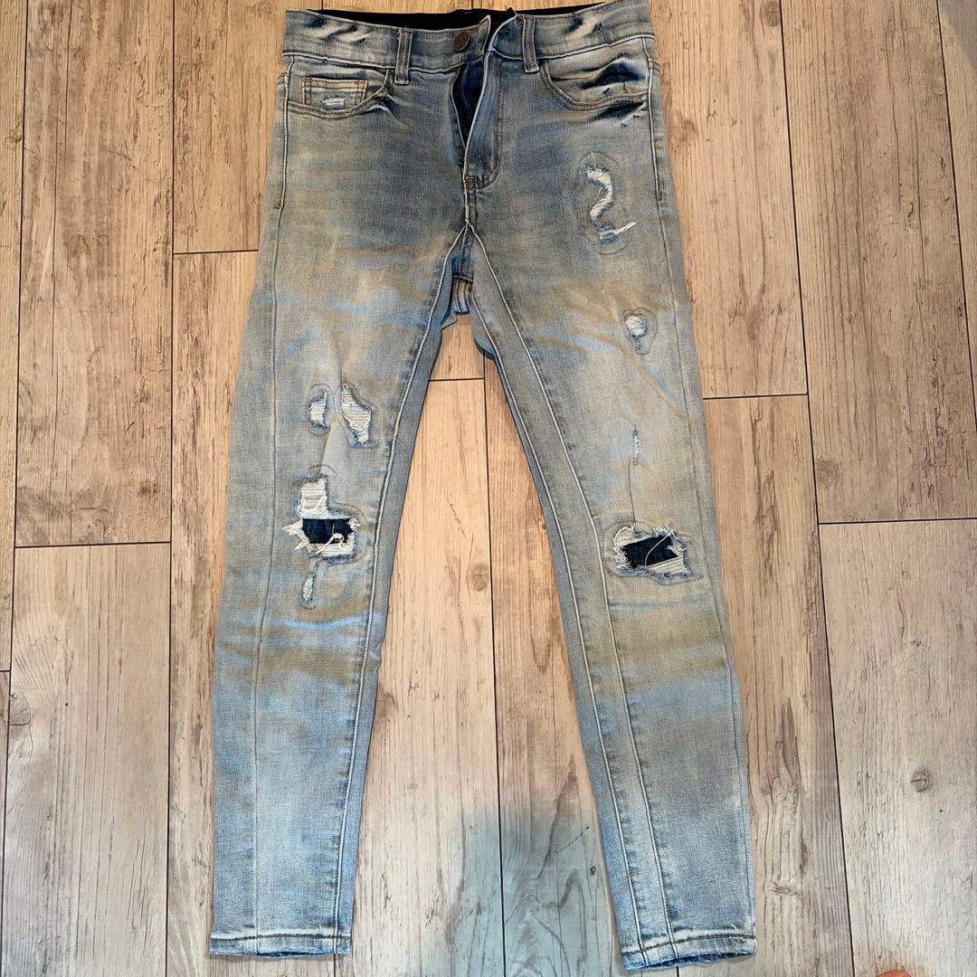 【未使用品】アダムスジャグラー　ダメージデニムロングパンツM