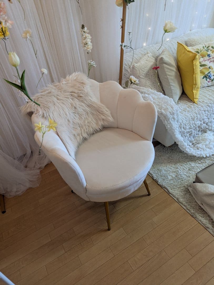 ホワイトラウンジチェア 1人掛けソファ