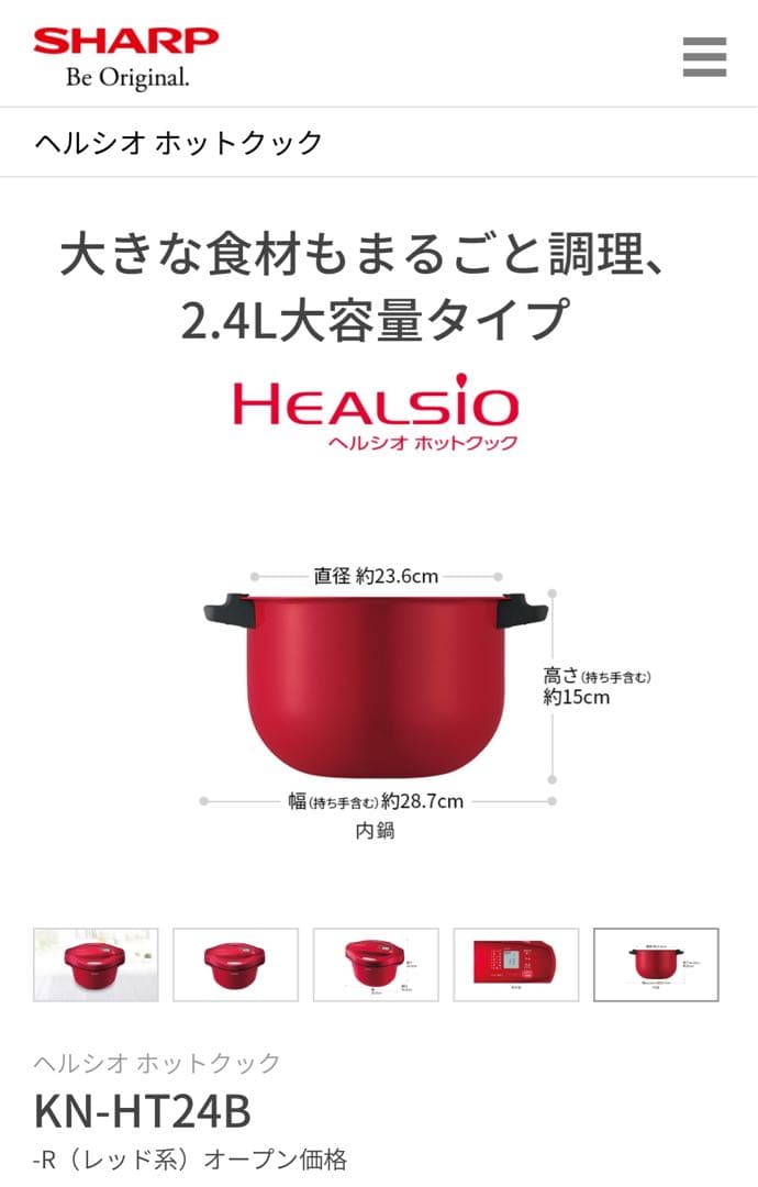 SHARP ヘルシオホットクック KN-HT24B-R