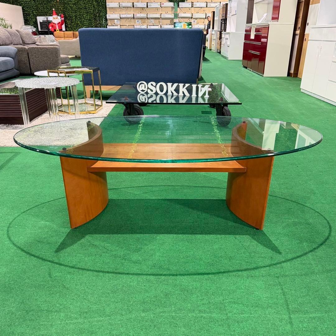 HUKLA ガラス センターテーブル モダン 楕円形 M015