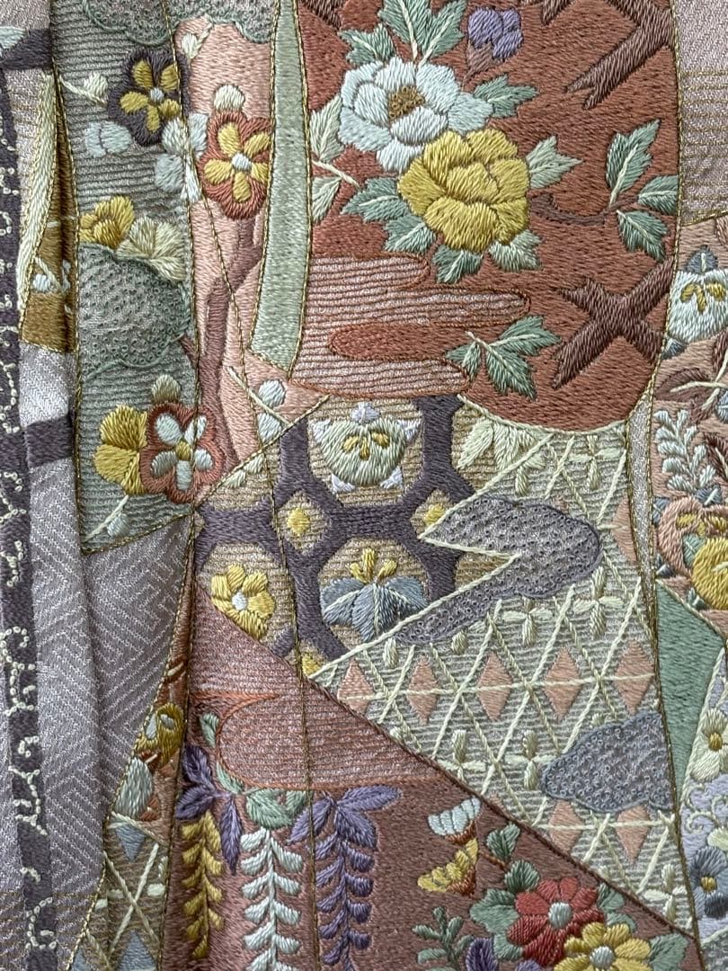 4点フルセット　正絹訪問着　袋帯　帯揚げ　帯締め　未使用品