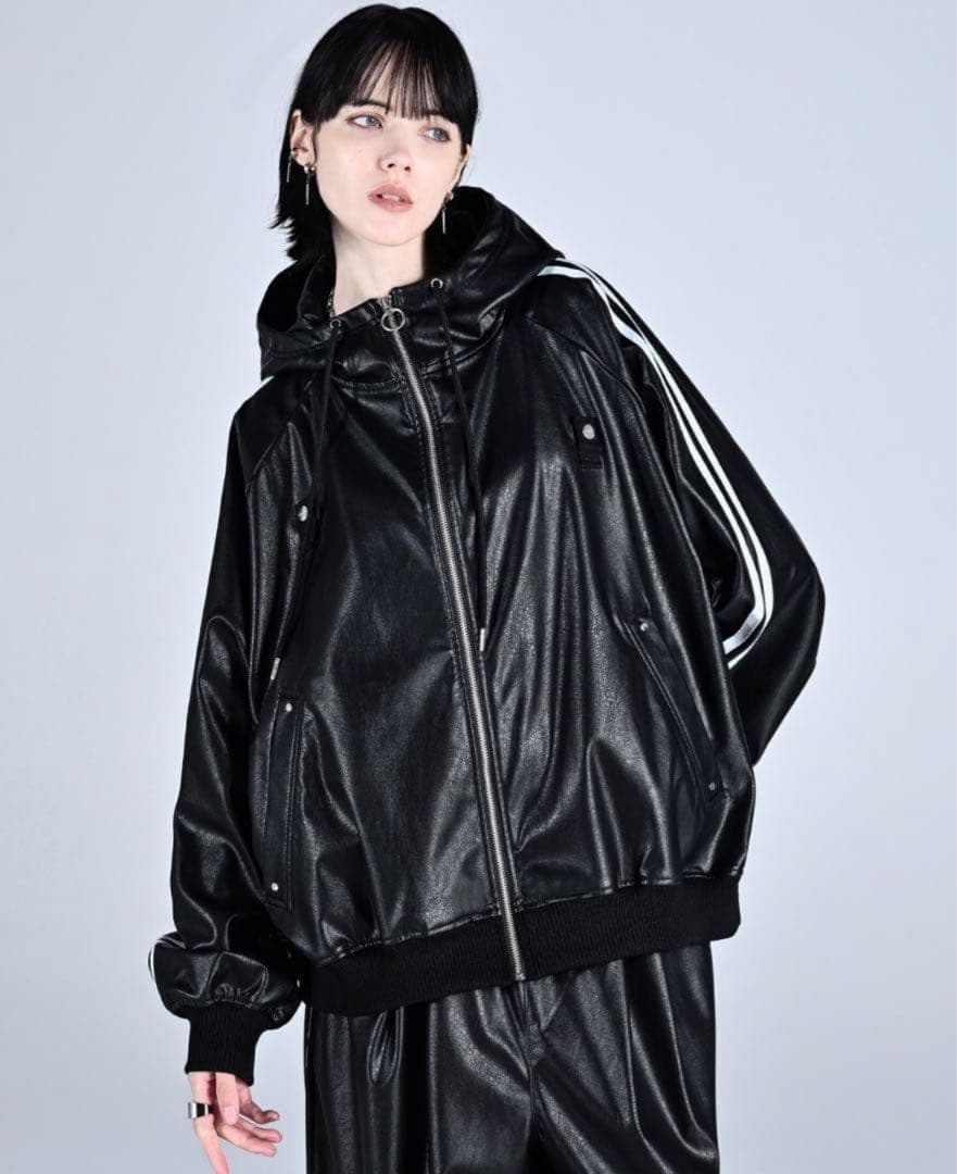 ADRER ラインスリーブトラックジップパーカージャケット ブラック系1