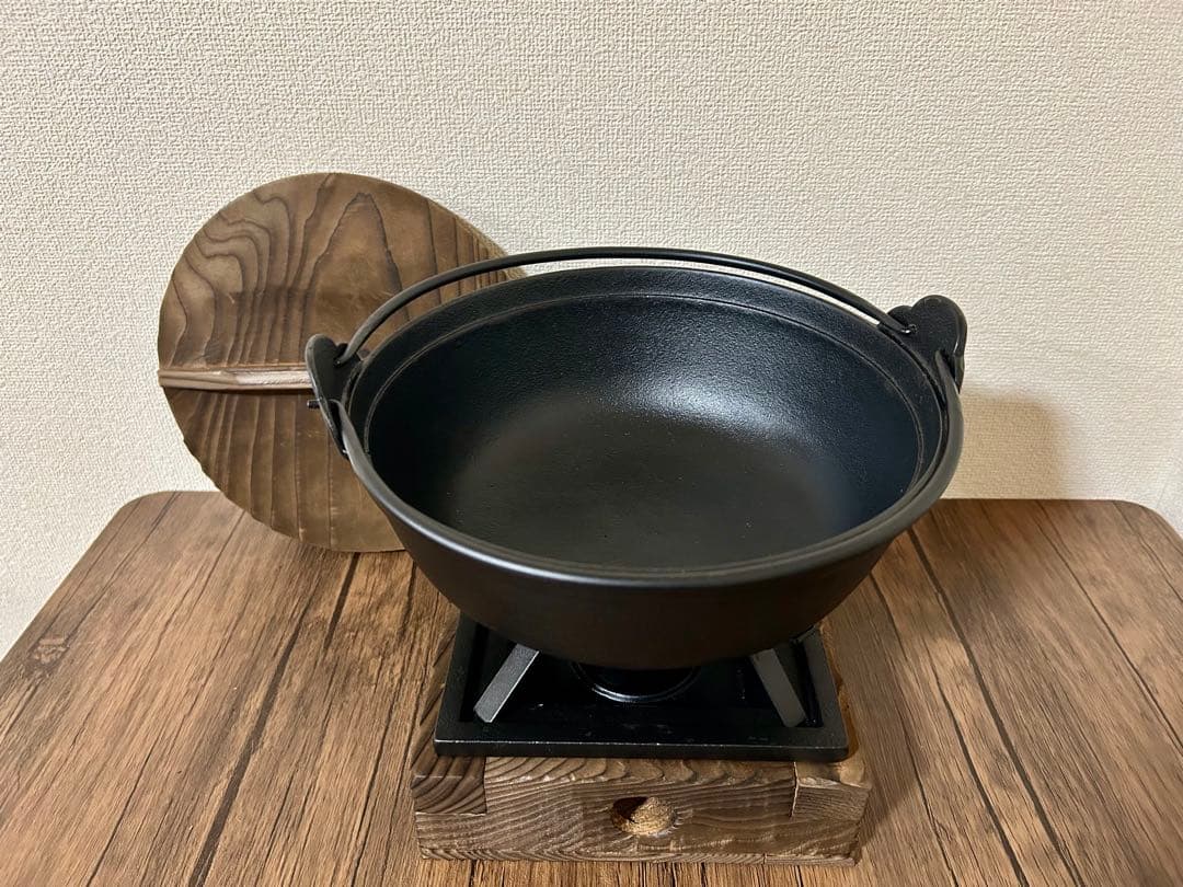 【美品】南部鉄器 鉄鍋 いろり鍋 スタンド付き