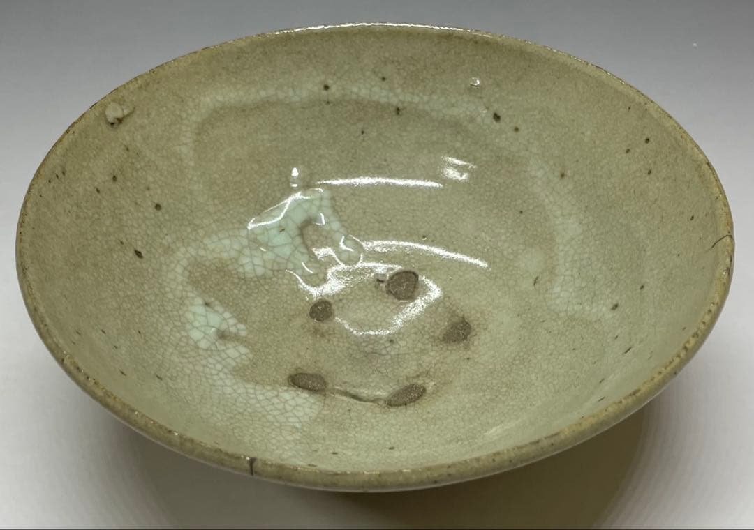 李朝　平鉢　高麗茶碗　鶏龍山　合箱(四方桟) 　d9443a