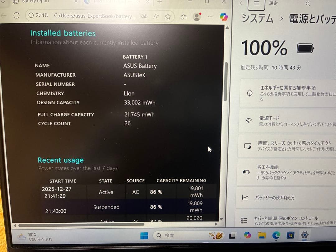 充電器付属無し！asus expertbook B9450F