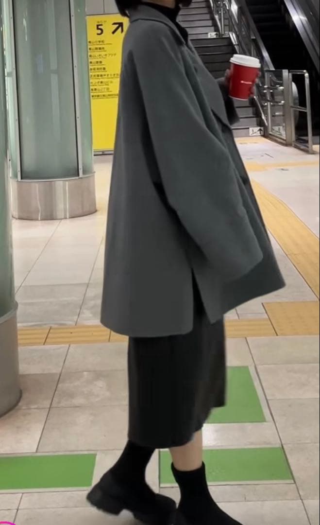 Apart by カシープミドルジャケットコート　グレー