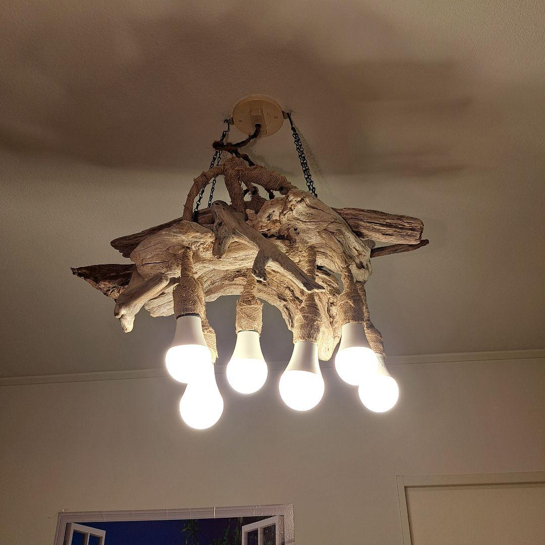 流木インテリア　6灯ペンダントライト LED付　6〜18帖　リビングダイニング用