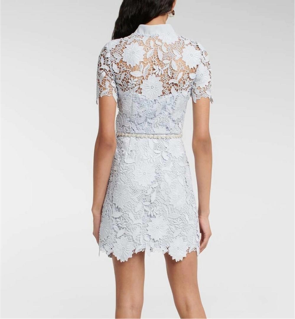 コ*マ様 セルフポートレイト ワンピース ギピュールレース ブルー UK8 未使