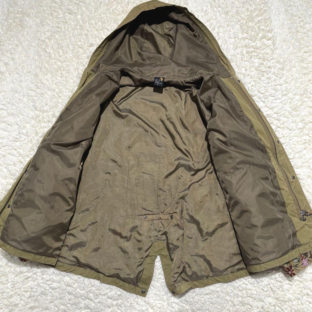 美品 go slow caravan コードクロスパネル 刺繍 モッズコート L