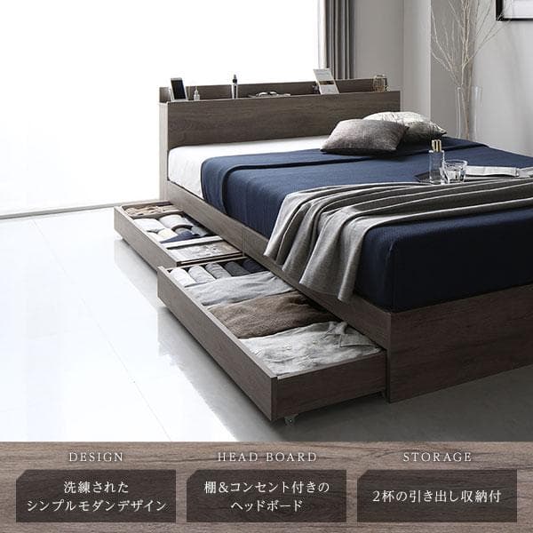 ベッド セミダブル ボンネルコイルマットレス付き グレージュds-2423251