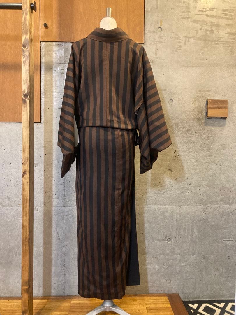 希少　真綿大島紬 袷 泥染め×真綿 証紙付き