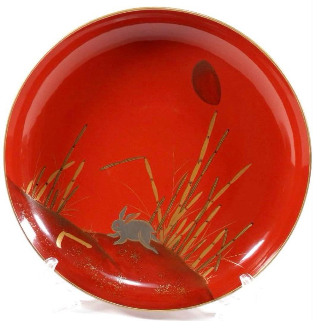 明治　朱塗　金蒔絵　漆器　木製　五ツ組　大盃 5点セット 直径約23.5cm