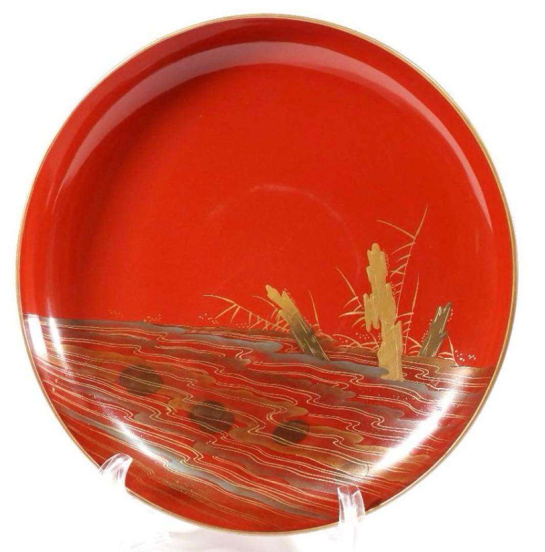 明治　朱塗　金蒔絵　漆器　木製　五ツ組　大盃 5点セット 直径約23.5cm