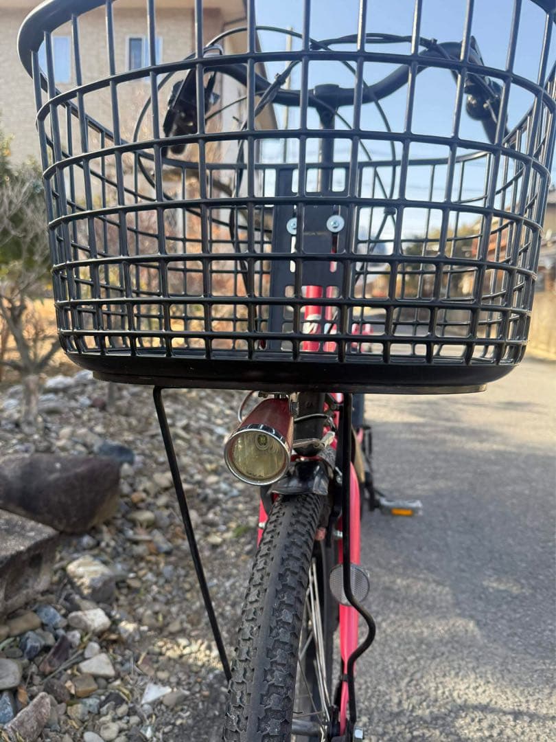 電動アシスト自転車 ピンク 前バスケット付き