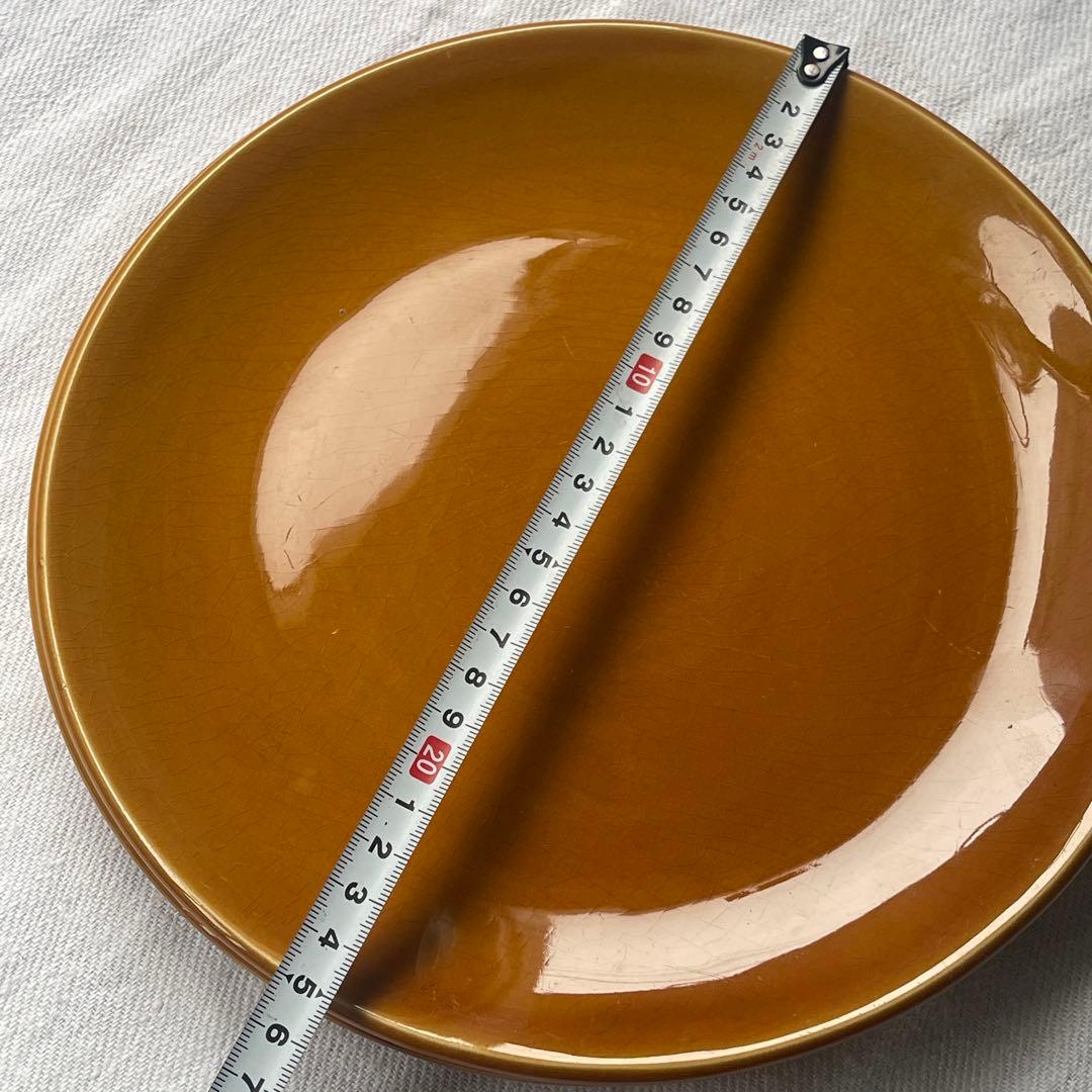 フランスヴィンテージ　サンタマン窯　プレート2点イエローブラウン古道具ブロカント