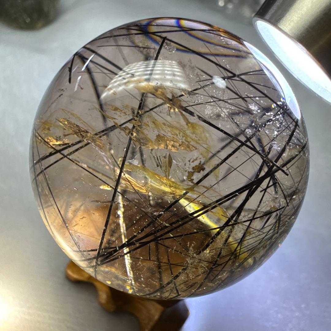 希少　透明度抜群　ブラックルチルスフィア　スモーキー　丸玉