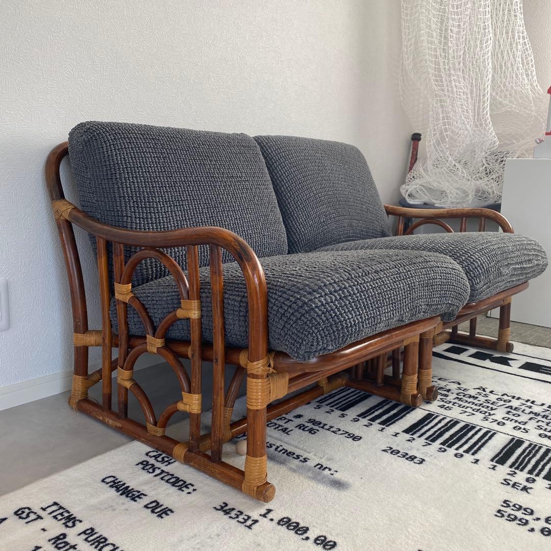 モルガナ様ラタンソファ グレー