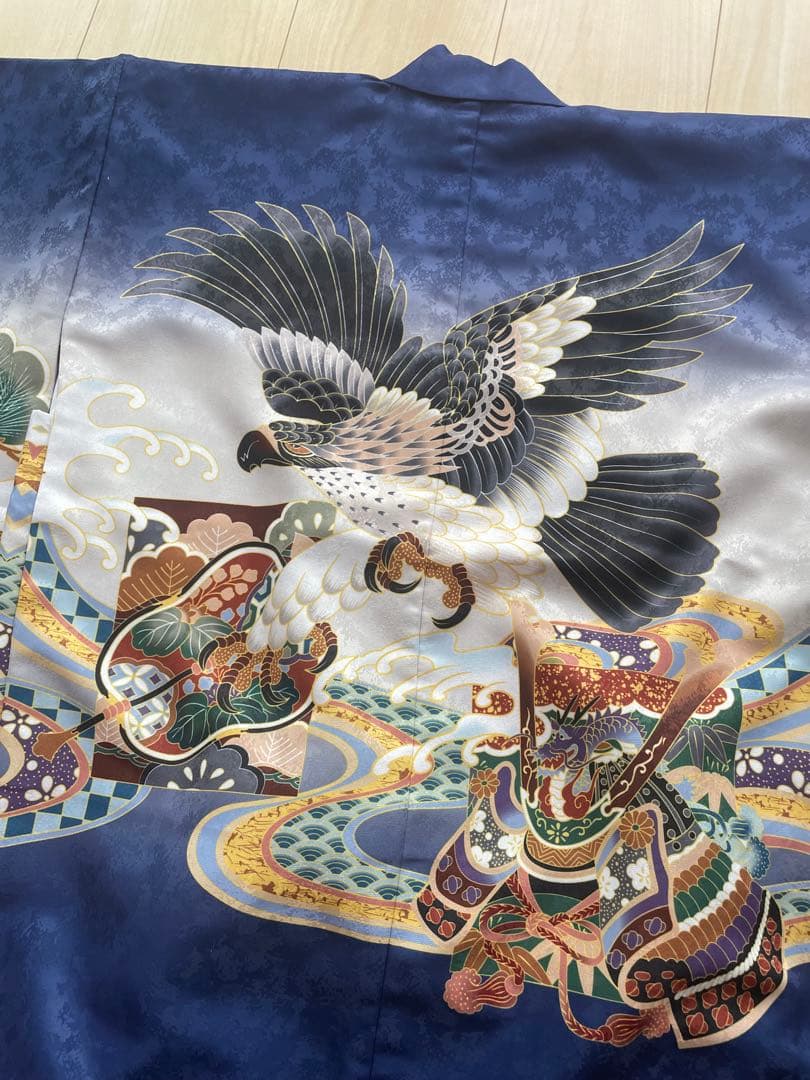 子供用着物セット 鷹デザイン 草履付き