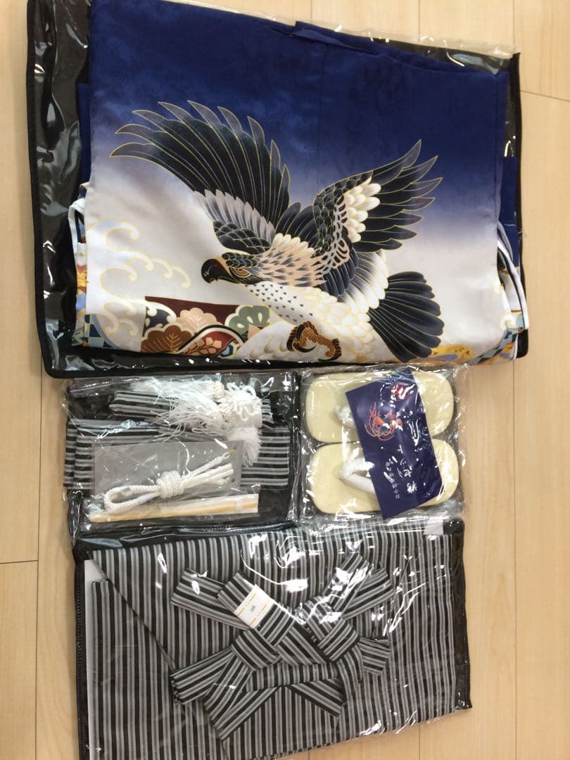 子供用着物セット 鷹デザイン 草履付き