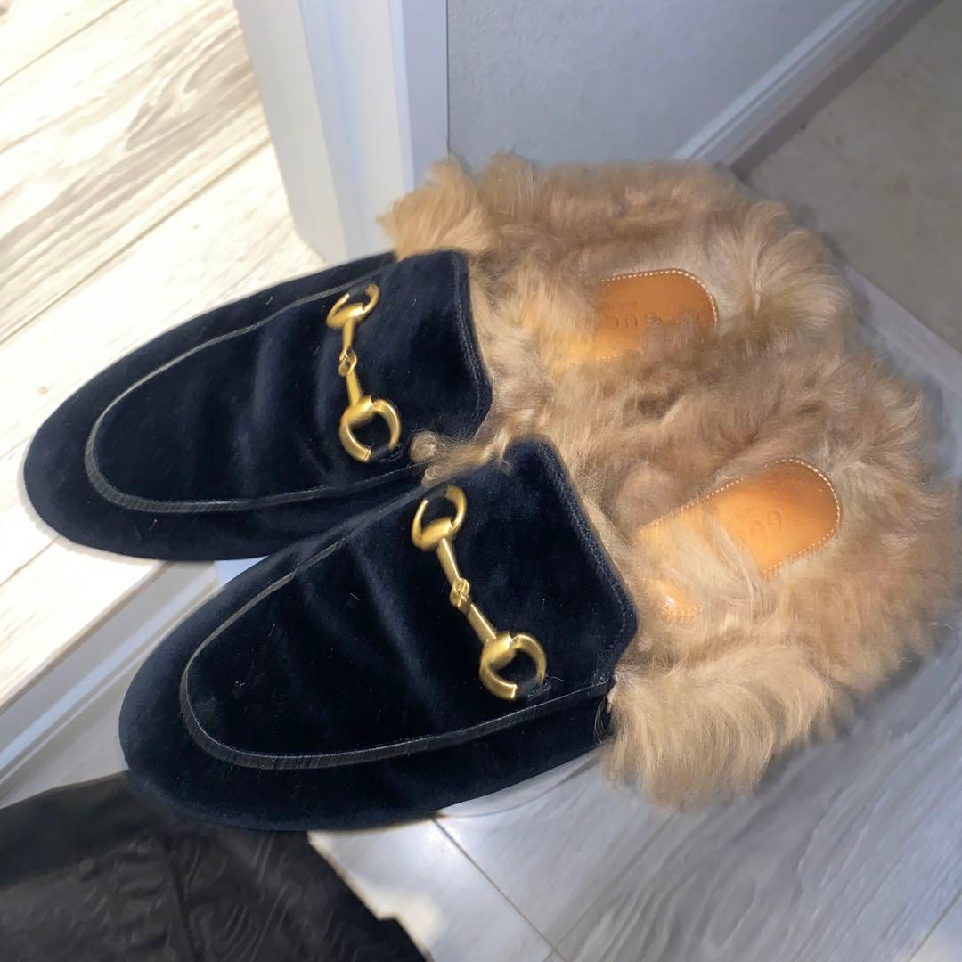 m*n様 gucci ファーサンダル