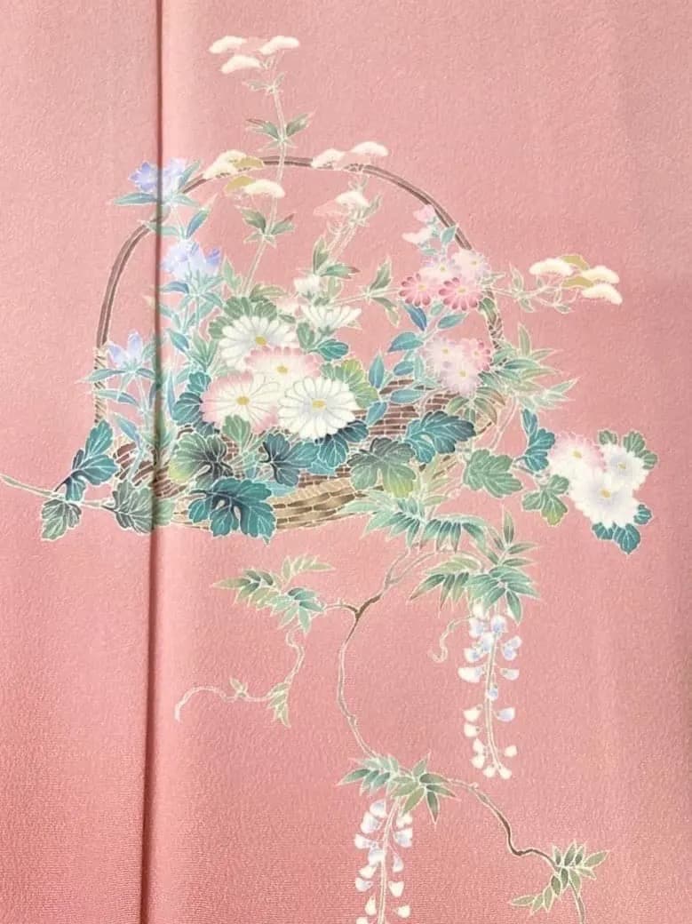 未使用美品 身丈163 上質正絹縮緬 付け下げ 落款有 花籠文ご入園ご入学式