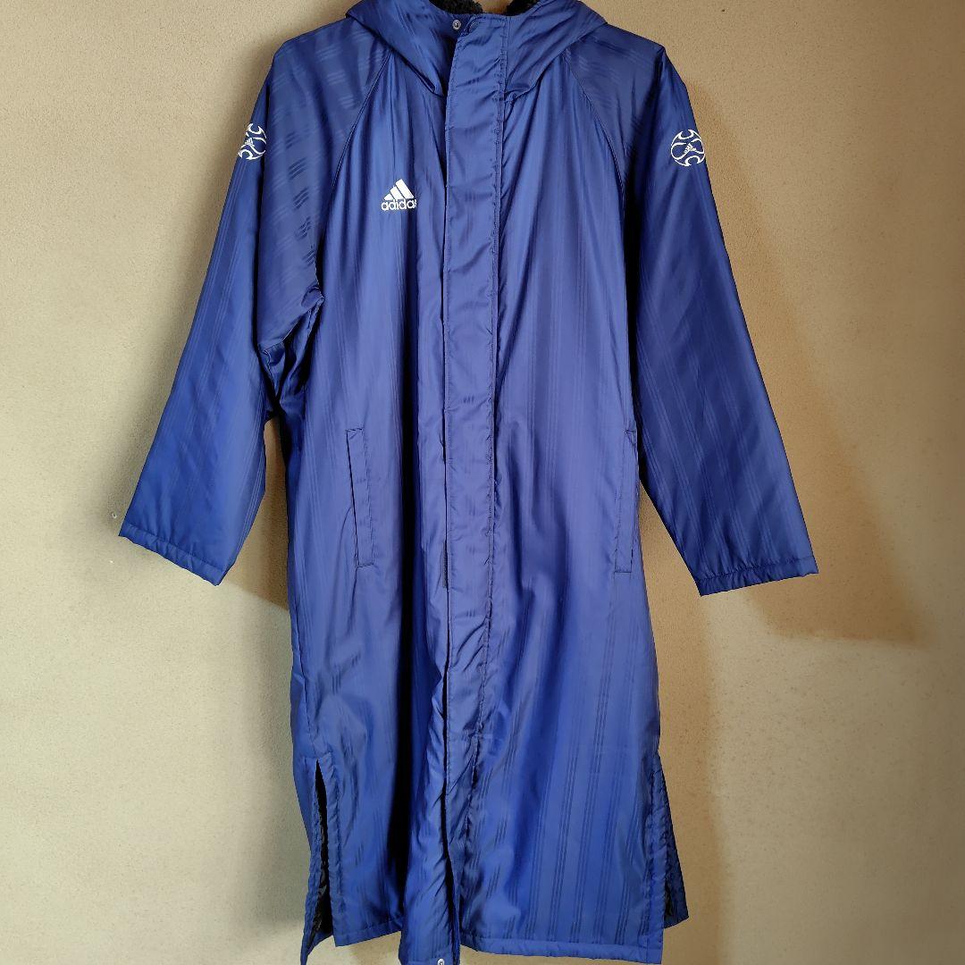 adidas フード付きベンチコート +10　ボア裏生地 紺　Lサイズ