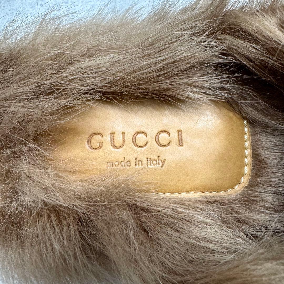 GUCCI グッチ レディース ミュール プリンスタウン ホースビット ファー