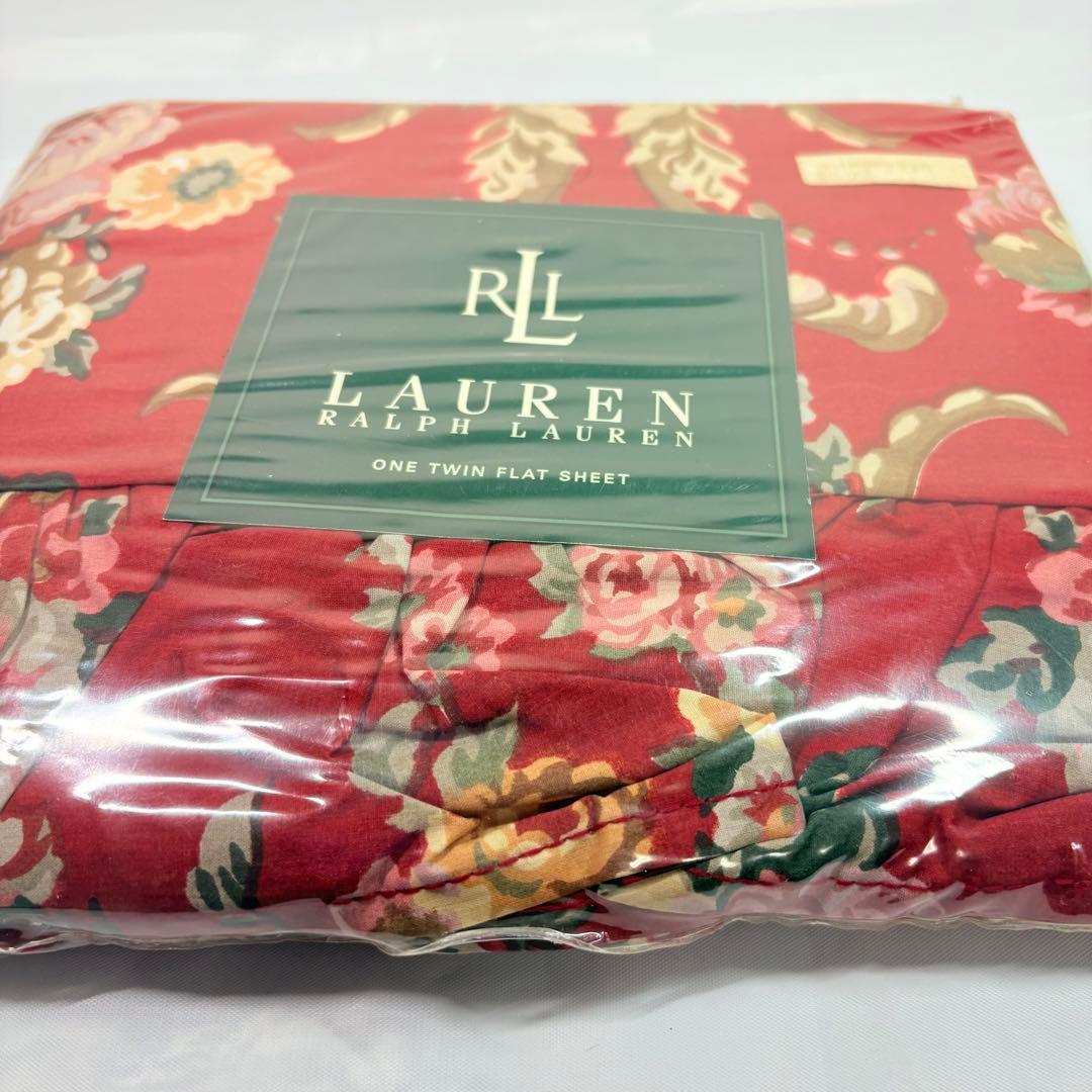 Ralph Lauren ワンツインフラットシーツ 花柄 レッド　USA製